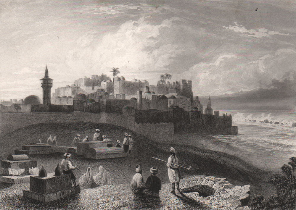 JAFFA, TEL AVIV. View of the old town. Palestine. Israel 1855 print